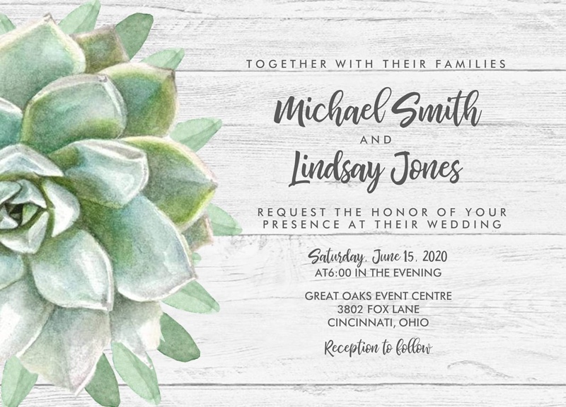 Succulent invitation card